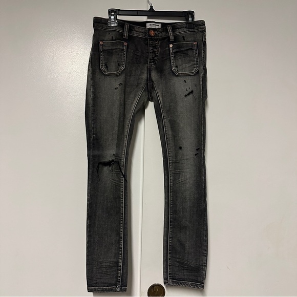 One Teaspoon Super Dupers low waisted slim leg cropped jeans Black Hart Grey 28 - Picture 2 of 13